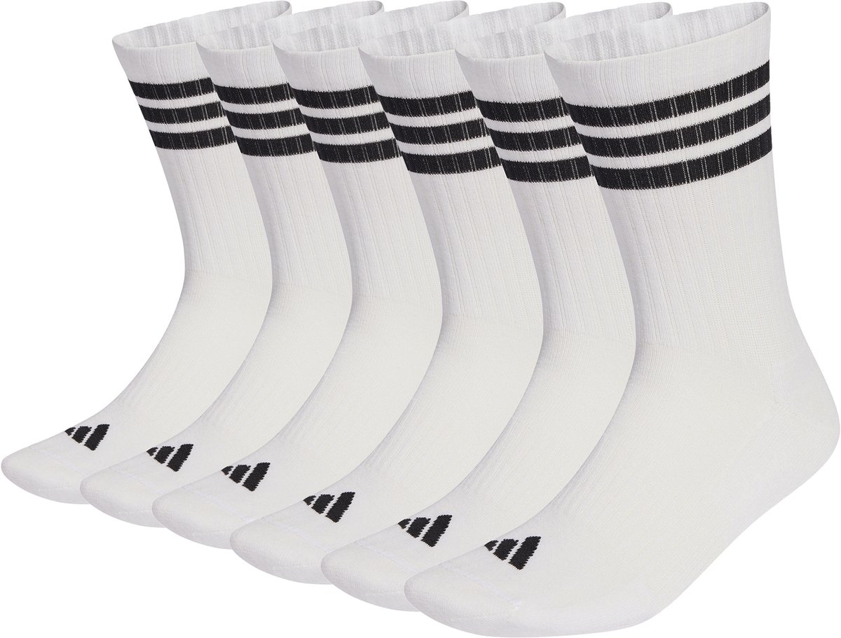 3STRIPES CUSHIONED SPORTSWEAR CREW SOCKS 6 PAIR PACK Wit