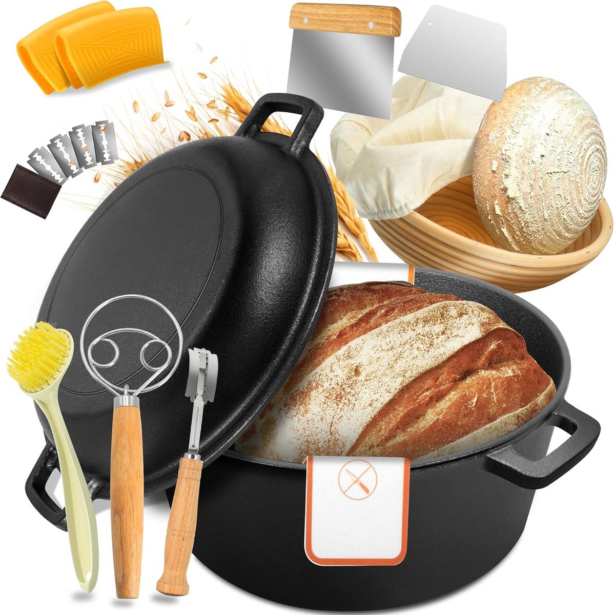 Gietijzeren Dutch Oven voor Brood Bakken – Ovenbestendige Pan met Deksel