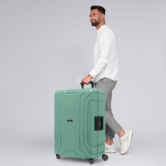 Redolz Essentials 15 4-wiel trolley 75 cm met driepuntsbevestiging - Harde bagage - TSA slot - sea green