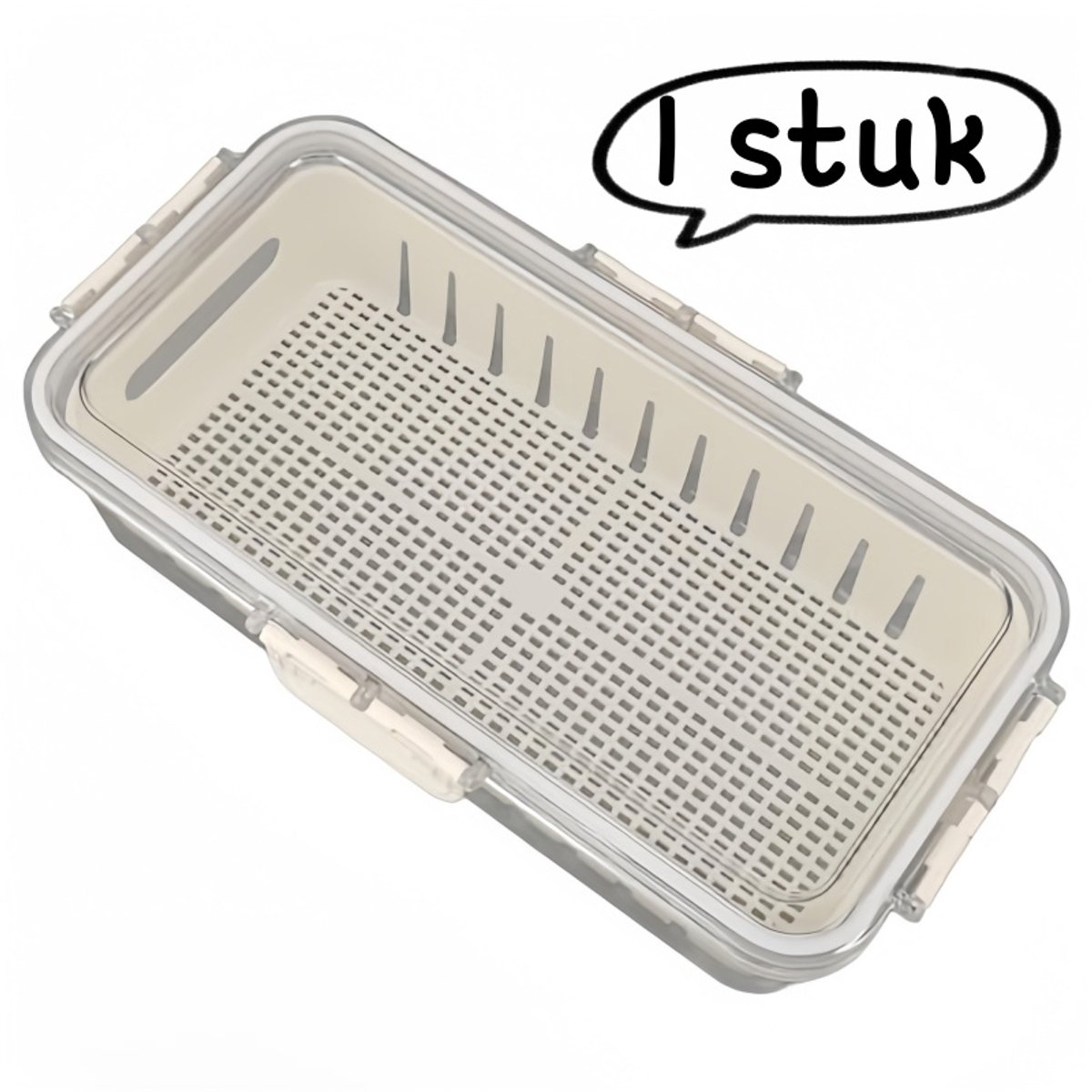 1 stuk - Voedselbewaarcontainer - Fruitbewaarbox met afvoer voor in de koelkast - Afgesloten voedselbewaarcontainer voor kruiden en specerijen - Eén compartiment - Wit