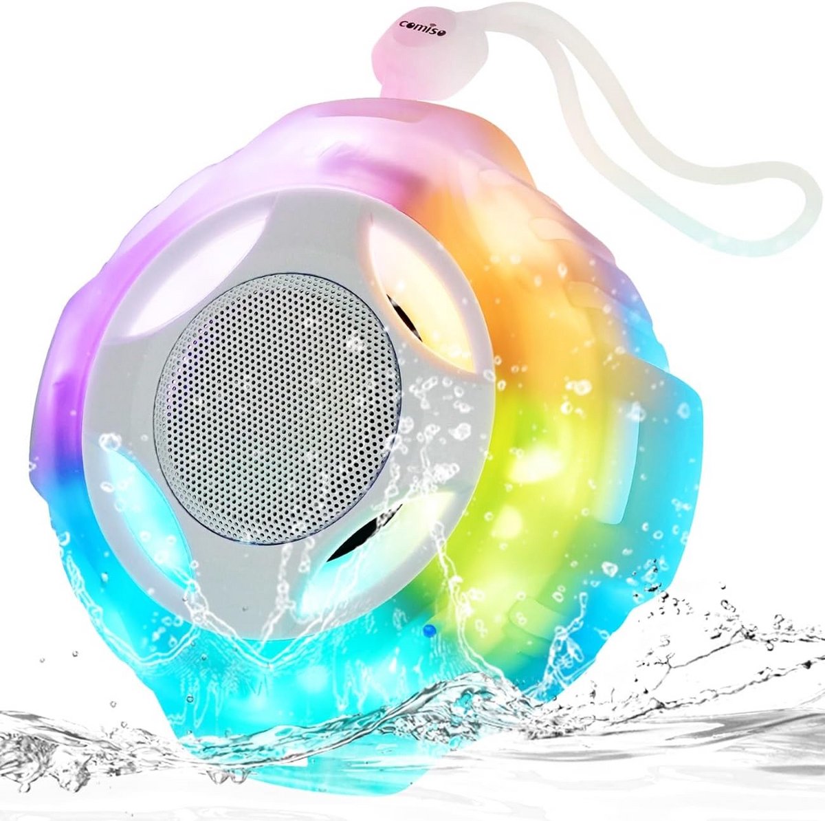 Waterdichte Bluetooth Speaker IPX7 met LED Licht voor Douche en Buiten
