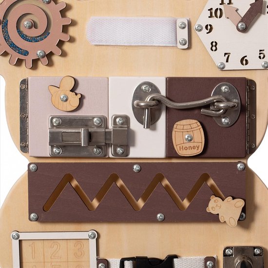 Montessori Activiteitenbord - Berenvormig Drukbord voor Peuters · Zintuiglijke Verkenning Speelgoed voor Speelkamer/Kinderdagverblijf/Peuterspeelzaal · Artsenpraktijk Accessoire in Bruin — afbeelding 4