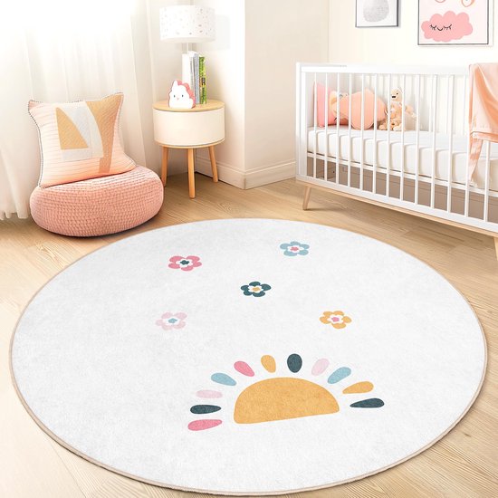 Mila Home - Kindertapijt Rond - Vloerkleed Kinderkamer Tapijt - Speeltapijt - Wasbaar - Antislip - OEKO-TEX Gecertificeerd - 856 1
