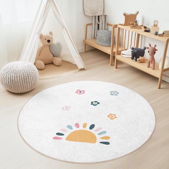 Mila Home - Kindertapijt Rond - Vloerkleed Kinderkamer Tapijt - Speeltapijt - Wasbaar - Antislip - OEKO-TEX Gecertificeerd - 856 1