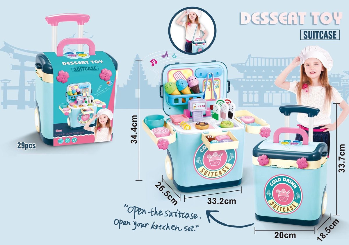 Draagbare kinderspeelhuisspeelgoedset/dessertset/verjaardag, vakantiekindercadeau