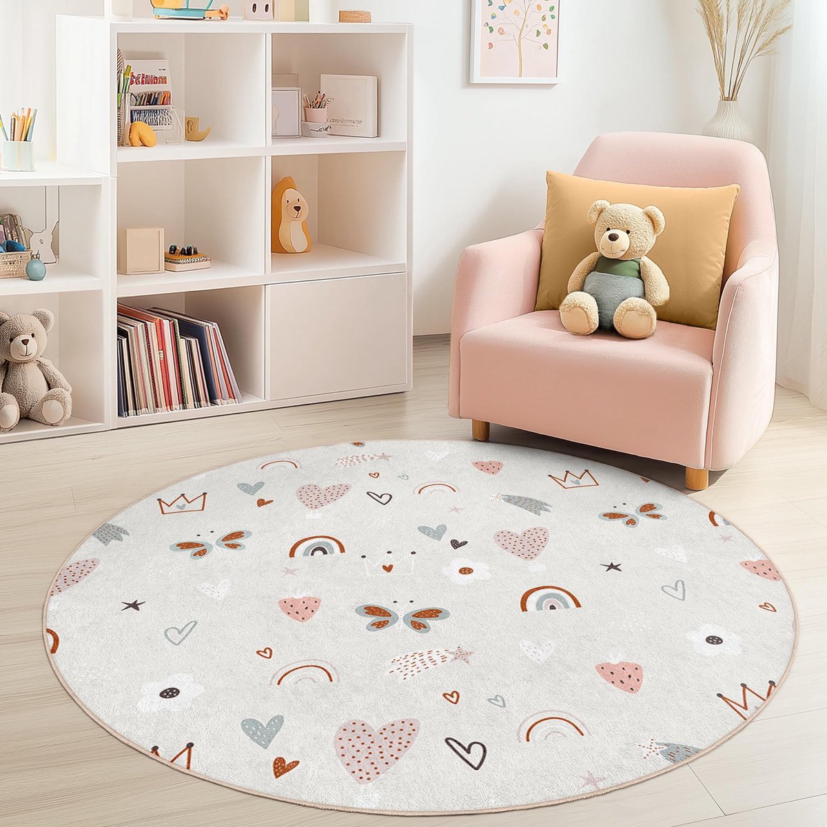 Mila Home - Kindertapijt Rond - Vloerkleed Kinderkamer Tapijt - Speeltapijt - Wasbaar - Antislip - OEKO-TEX Gecertificeerd - 651 1