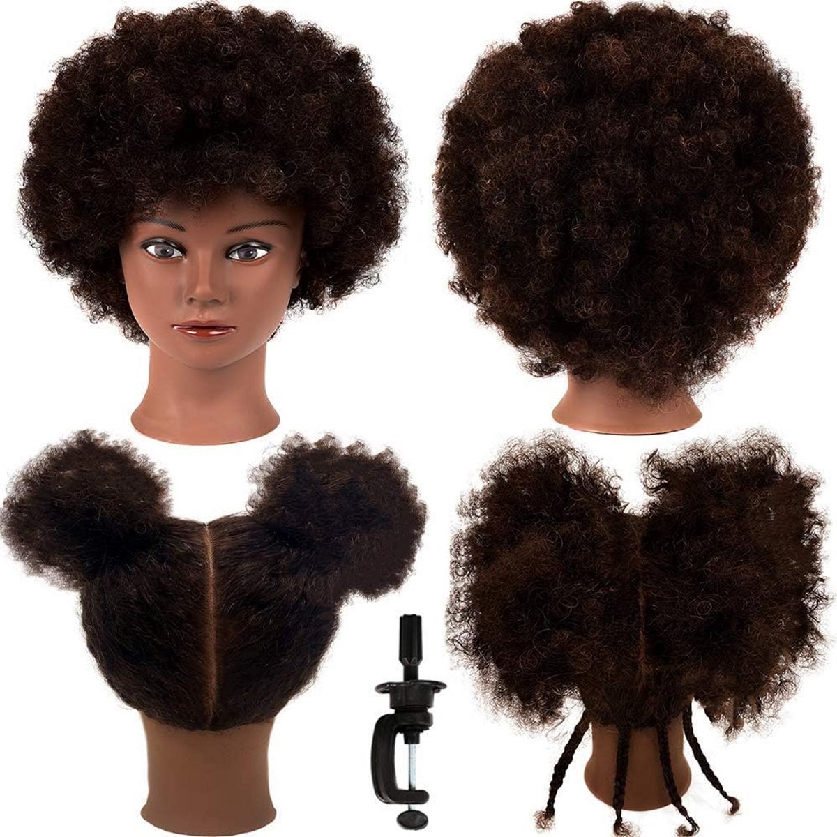 Mannequin Hoofd met 100% Echt Krullend Haar: Ideaal voor Kapsels, Vlechten en Haarstyling