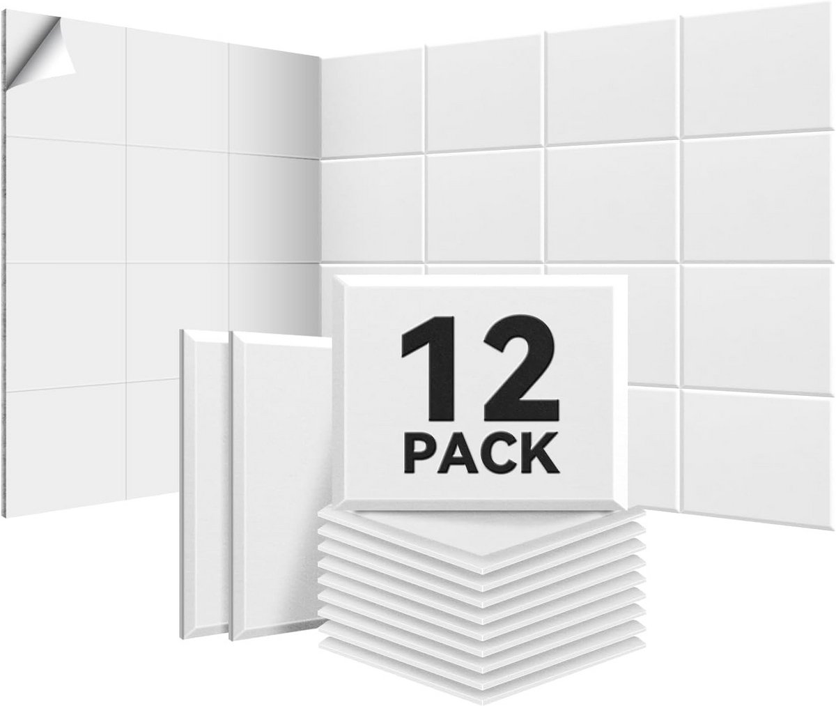 12x Akoestische Panelen Zelfklevend 30x40cm - Geluidsisolatie Schuim voor Muren & Deuren (1,44 m²)