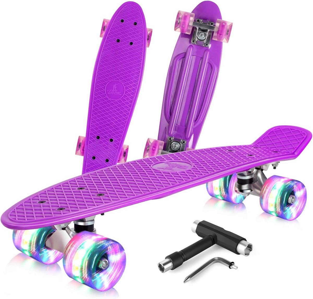 Compleet Mini Cruiser Skateboard met LED Wielen voor Kinderen Tieners en Volwassenen