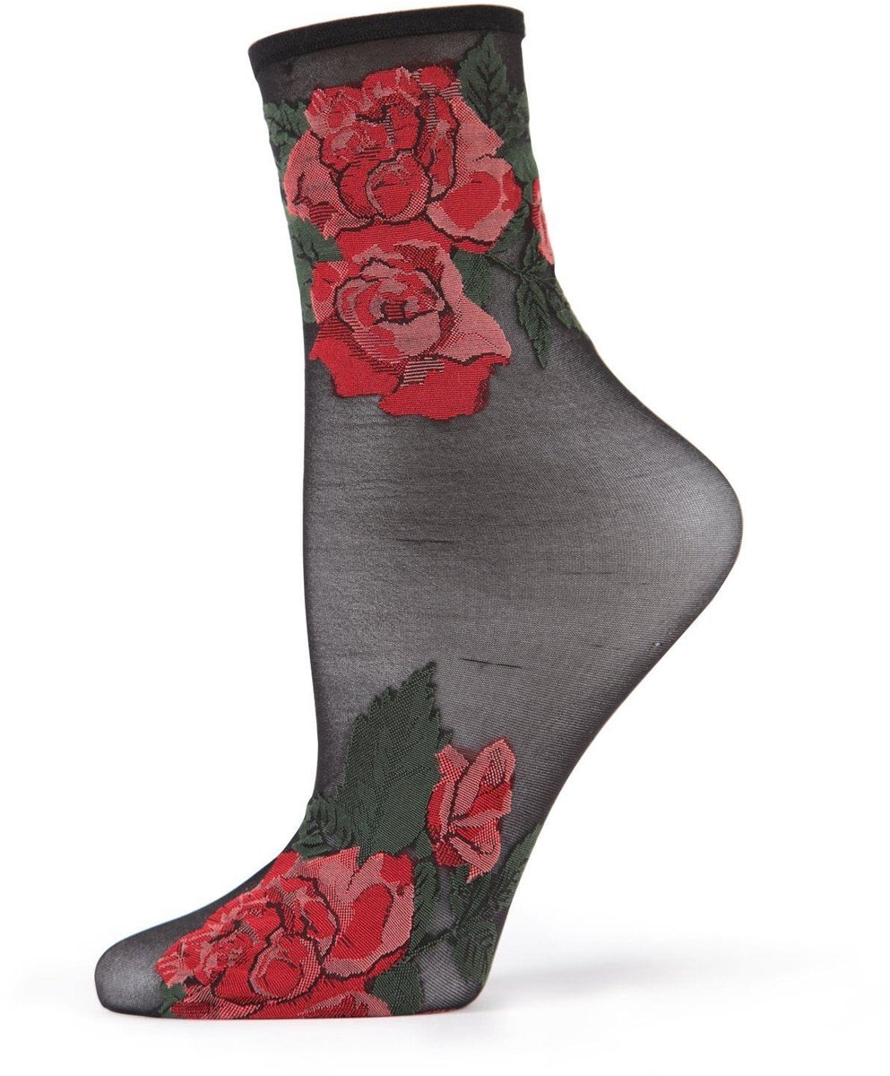 Memoi Dames Enkelsokken Rose Garden Anklet - 2 Paar - Alloy / Black, Maat One Size