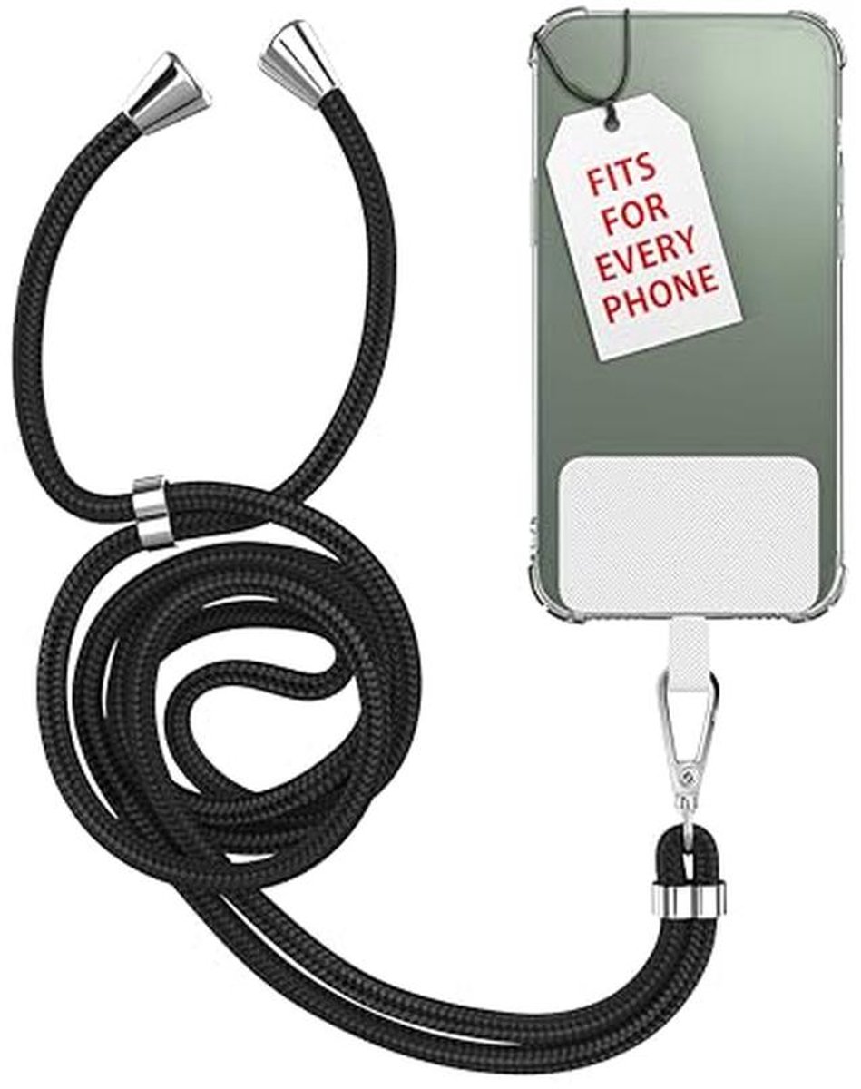 Universele mobiele telefoon ketting met nylon plaatjes - Verstelbare case koord in roze