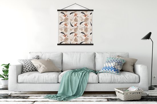 Porte-affiche avec affiche - Affiche scolaire - Été - Feuilles - Abstrait - 120x120 cm - Lattes noires