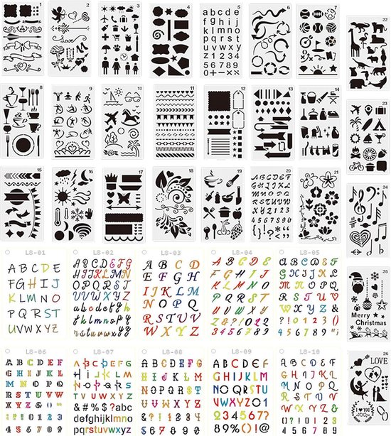 AIEX 36st Sjablonen Letters en Cijfers 2,5 cm Lettersjablonen Herbruikbaar Plastic Sjablonen Alfabet Letters Nummer Alfabet Stencil voor Houten Bord Cake Schilderij Kunstprojecten Decoratie