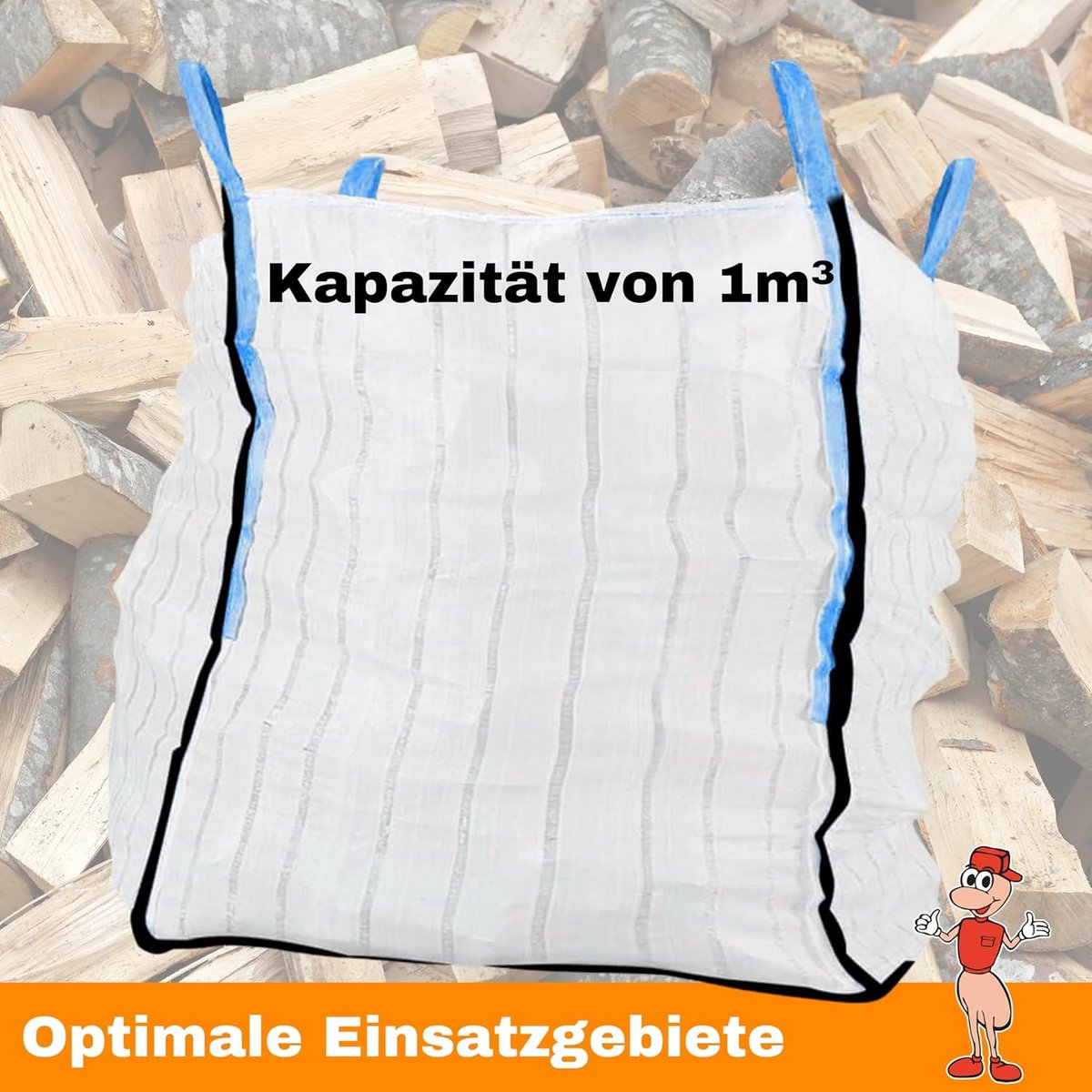 Stevige Big Bags voor Open Haardhout Opslag - 1m³ en 1500 kg Draagvermogen - Set van 5