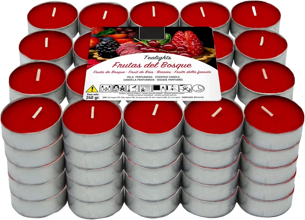 Lumar Aromatic Theelichtjes, Rood Vruchten, 100 Stuk
