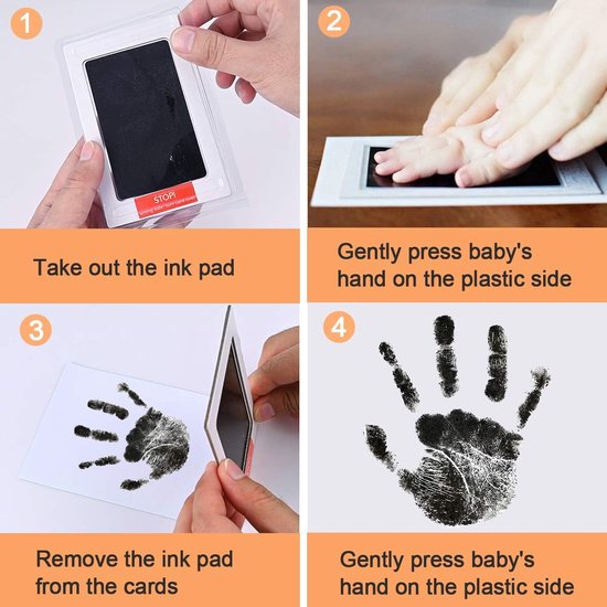 Stempelset met hand- en voetafdrukken (zonder inkt), perfect voor familiefoto's, dierbare herinneringen en geschikt voor baby's van 0-1 jaar of kleine huisdieren (inclusief 3 stempelkussens en 6 stempelkaarten). van Merkloos — afbeelding 2