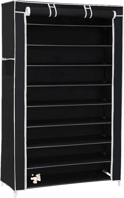 stoffen kledingkast - Opvouwbare garderobe met 5 planken en kledingstang - Kan zowel