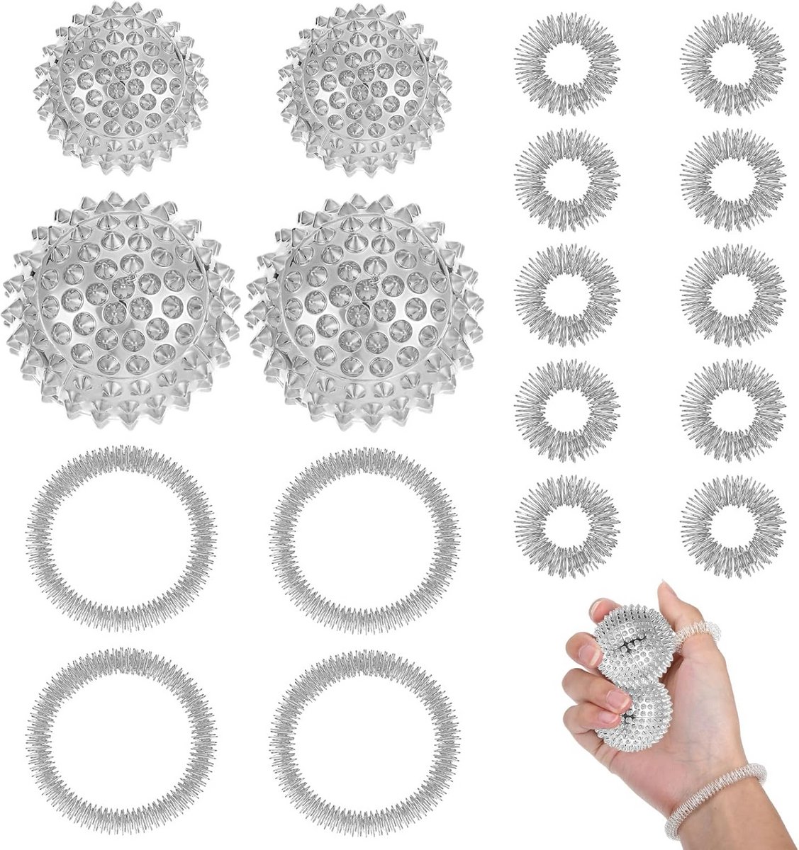 Acupressuur Set met Massage Ballen, Ringen en Armbanden voor Ontspanning en Stressvermindering