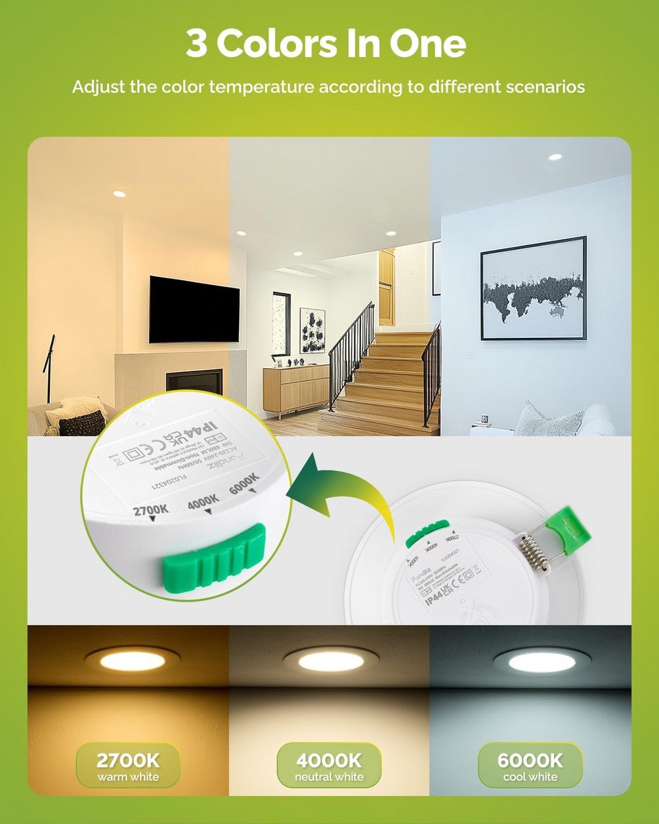 Set van 20 LED Inbouwspots Dimbaar 5W IP44 - 3 Kleuren Wit (2700K/4000K/6000K) - Geschikt