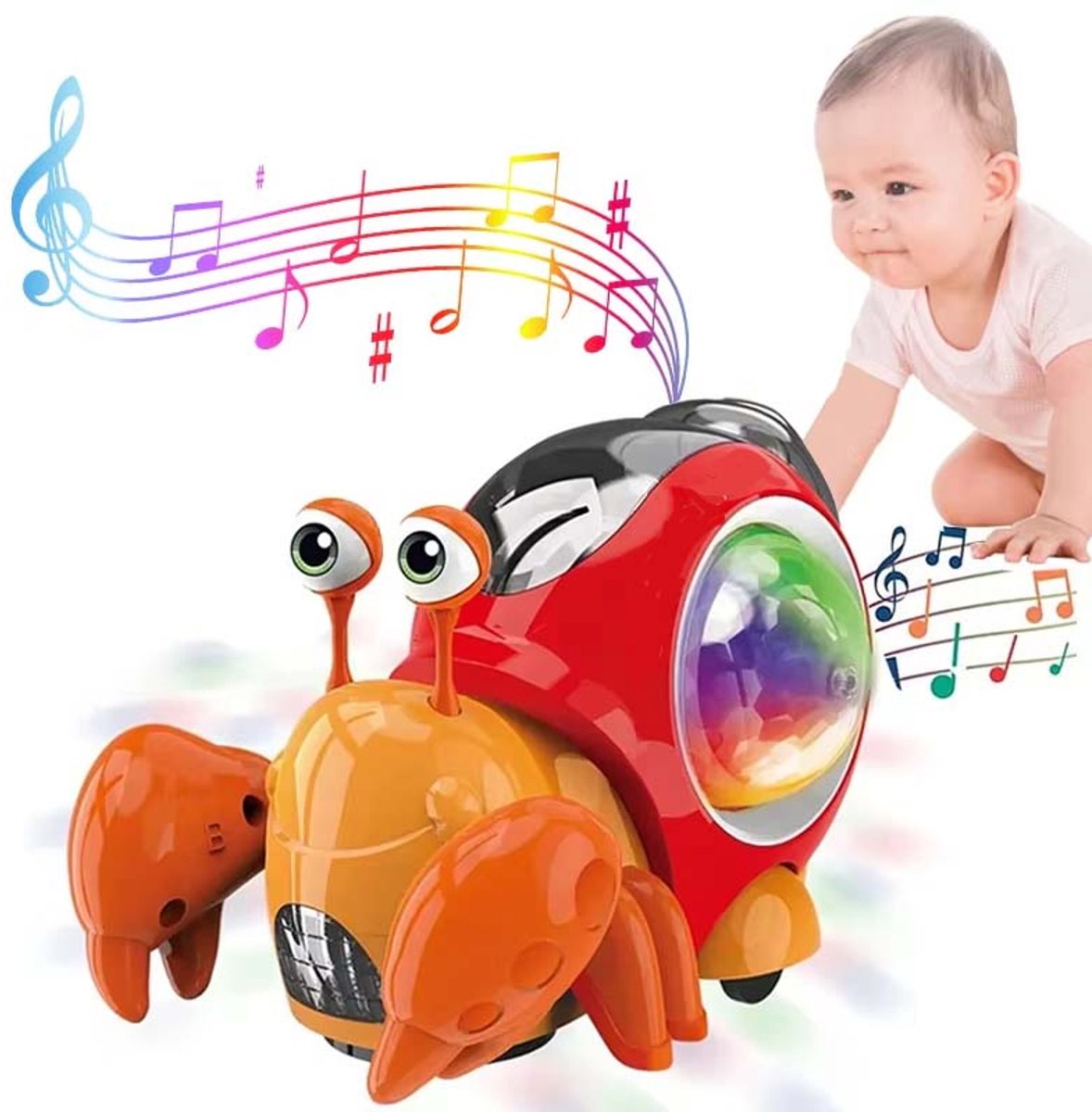 Crawling Crab Baby Toy with Music, Light Up Interactive Musical Toys for Babies, Dancing Crawling Toy, Toddler Toys 0-12