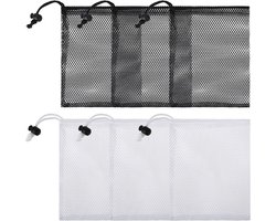 IMPERATORIS® Waszakjes voor Wasmachine - Bescherming voor Fijne Was en Schoenen - Mesh Wasnet met Rits - Voorkomt Slijtage - Set van 6 - zwart-wit - 15 x 20 cm
