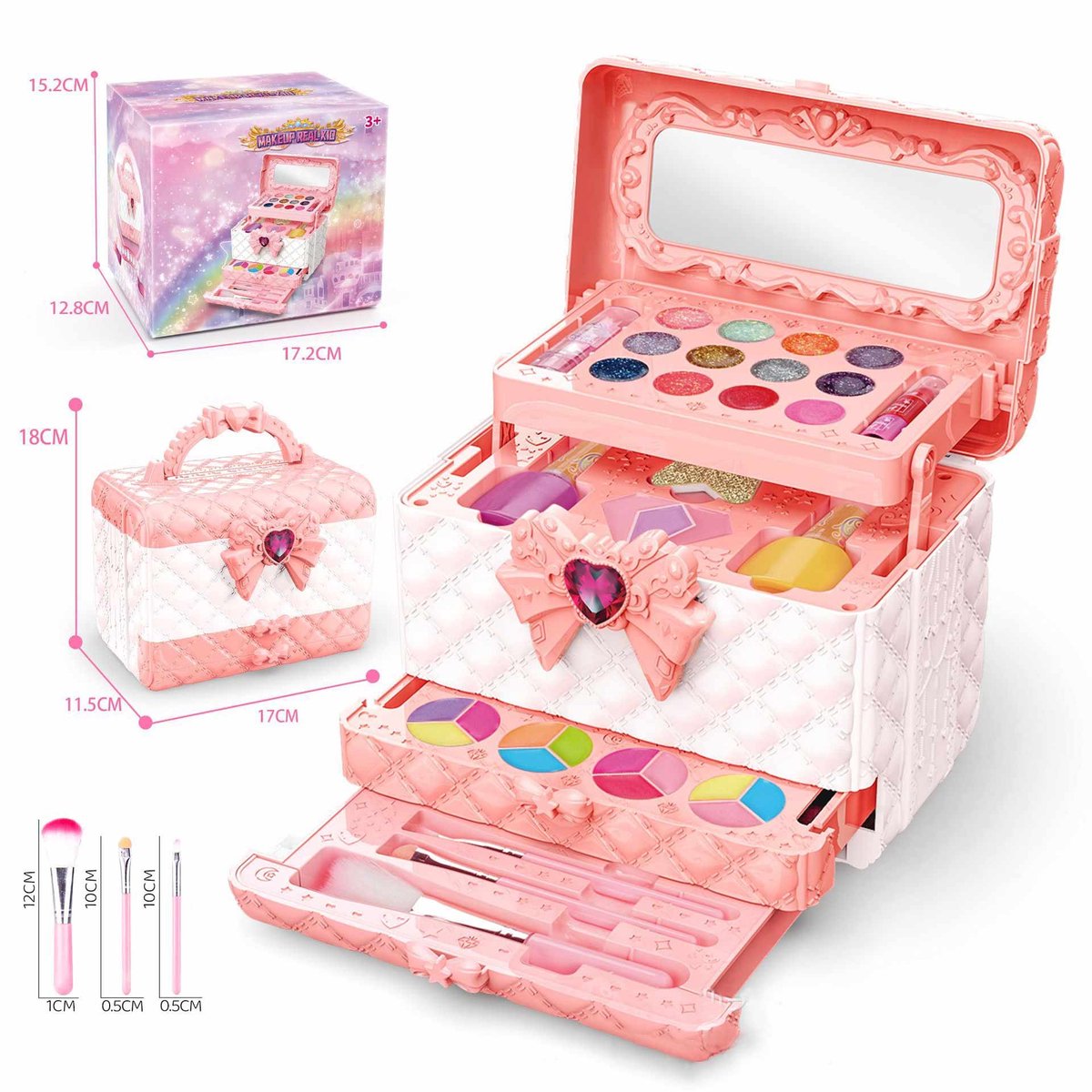 Meedeer kinder make up meisjes-kinder speelkoffer-Make up set Meisjes-Make up meisjes koffer-Met spiegel-hypoallergeenmeisje-speelgoed voor Halloween-kerstcadeau voor meisjes van 4 tot 12 jaar