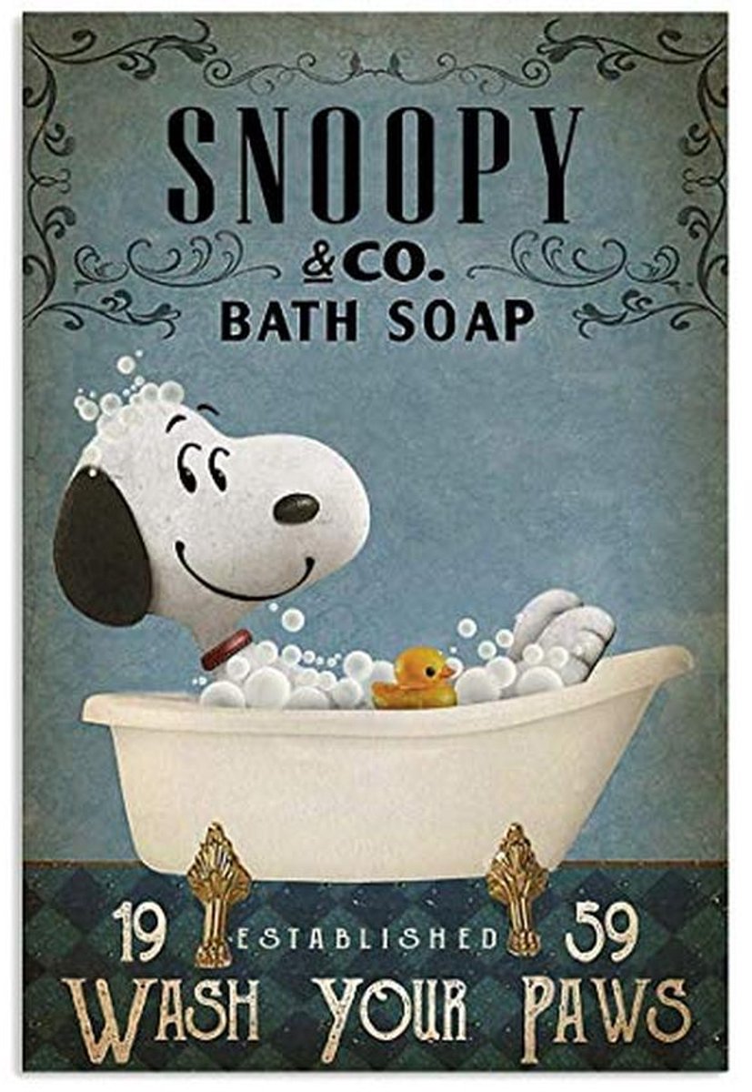 Vintage Badkamer Zeep Poster - Wash Your Paws Metalen Muurschildering 20,3 x 30,5 cm