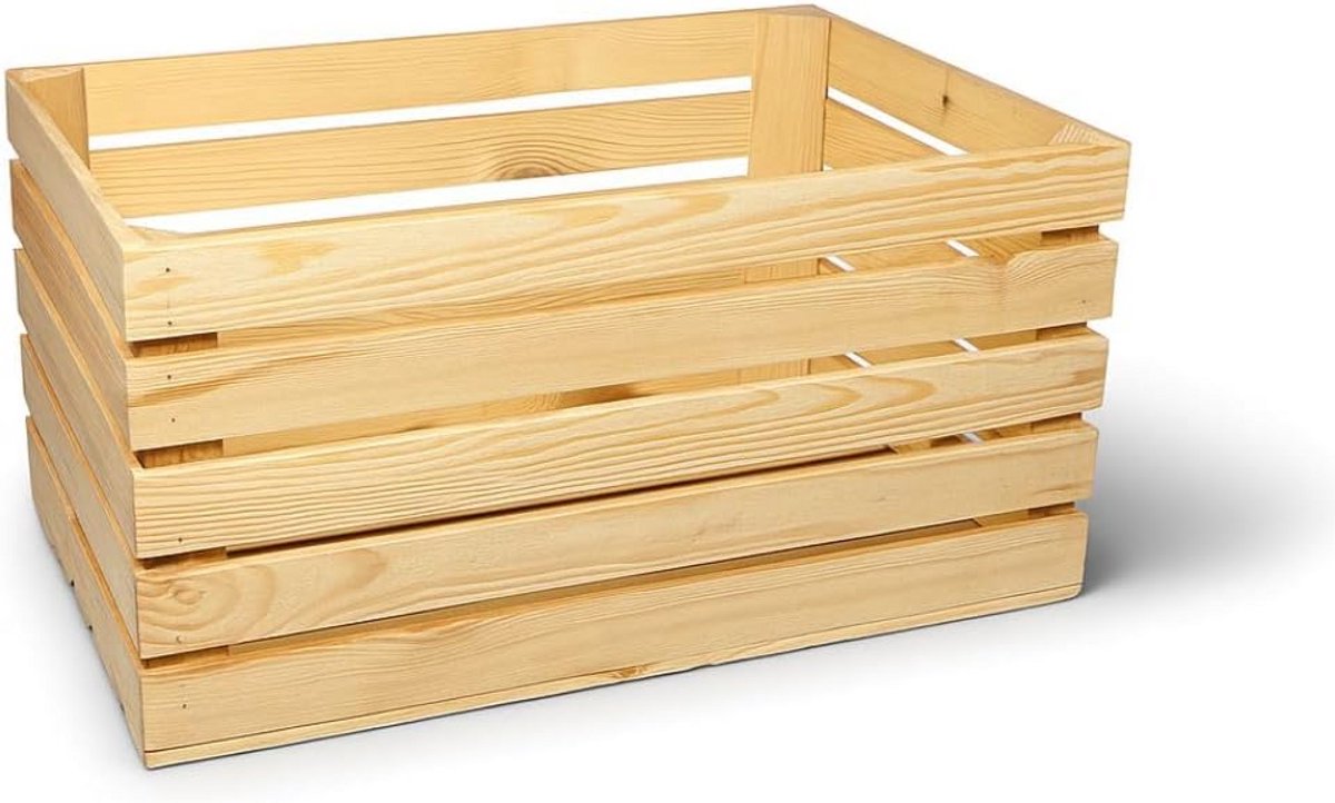 Grote Houten Kist (60x40x30 cm) - Stevige Opbergkist voor Fruit, Wijn en Decoratie