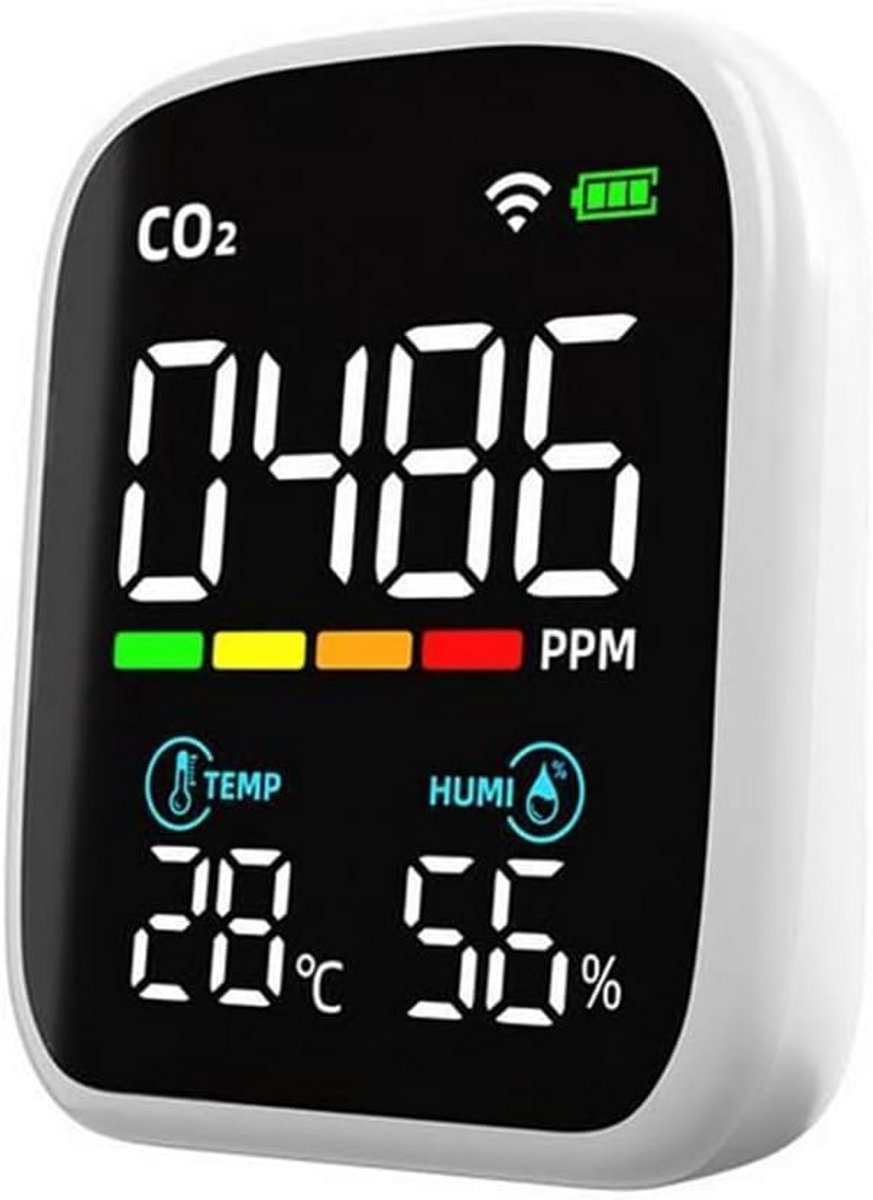 Draagbare CO2 Luchtkwaliteitsmonitor met NDIR Sensor - CO2, Temperatuur en Vochtigheid Meten