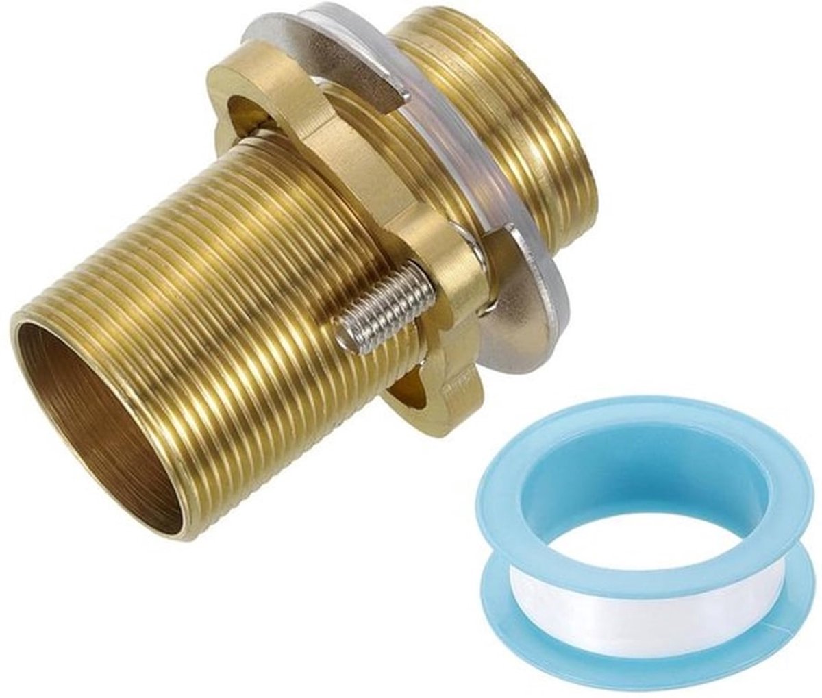 Messing kraanverlengschacht 6,1 x 3,2 cm met zekeringsmoeren, verlengschroefdraad en hoge voet - wastafel accessoires