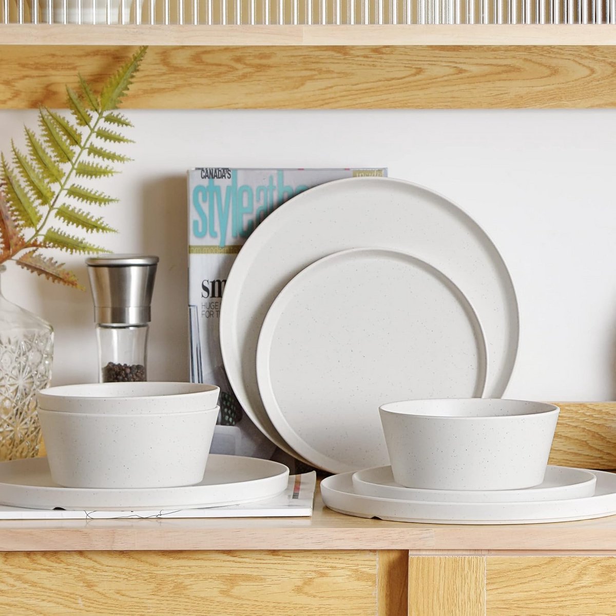 12-delige Melamine Servies Set voor 4 Personen - Lichtgewicht Buiten Servies