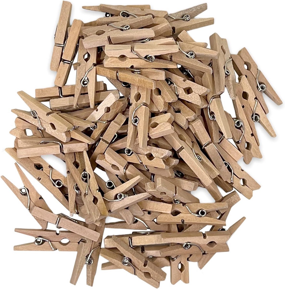 Houten mini wasknijpers XL set voor knutselen en decoratie (72 stuks)