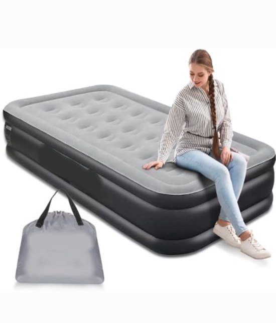 Matelas Opblaasbaar avec pompe intégrée pour la maison et le camping - Matelas gonflable de Luxe double