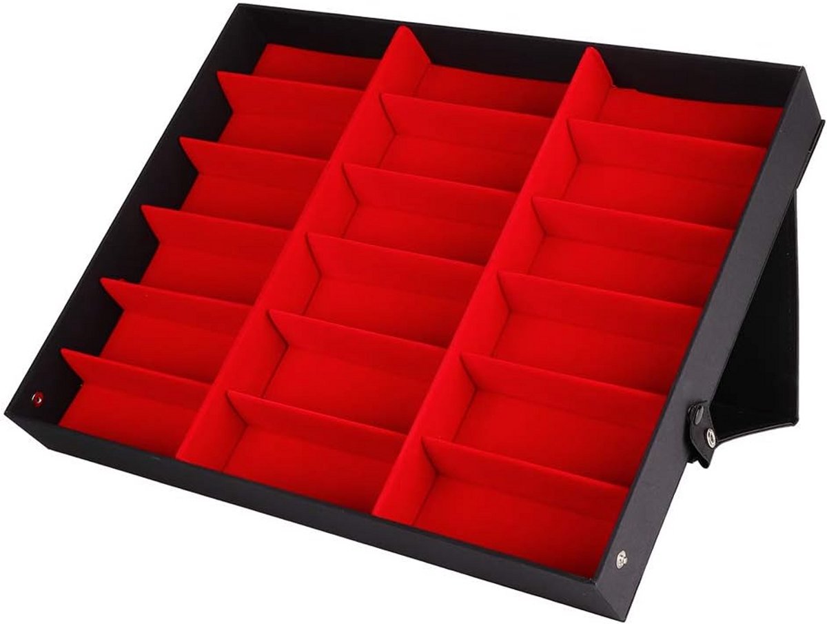 Bril Organizer met 18 Vakken - Opvouwbare Display Doos voor Zonnebrillen en Brillen