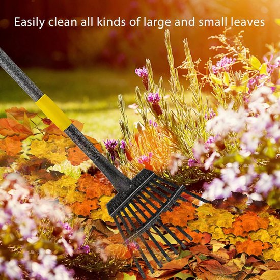 Unyqoos® Verstelbare bladhark met lange steel en compacte rekenkop voor tuinonderhoud — afbeelding 3