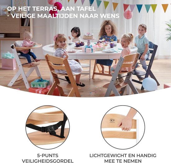 Houten Kinderstoel 3-in-1 met Kussen - Hoogte Verstelbaar, Geschikt tot 10 Jaar, Zwart van Merkloos — afbeelding 4