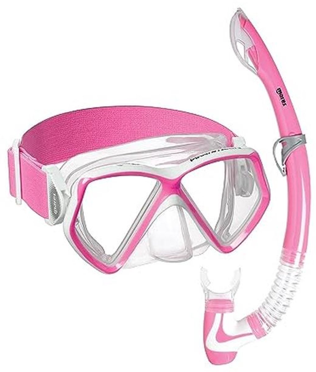 Piraten Maskerset voor Kinderen - Neon Roze en Wit, Snorkel en Masker voor Avontuurlijke Verkenningen