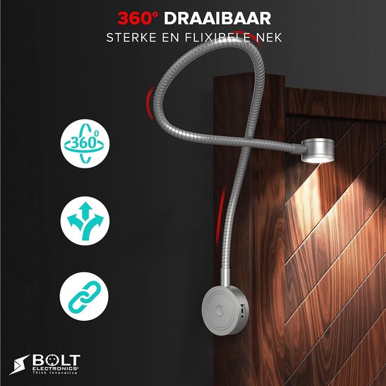 Bedlampjes Hoofdbord - Leeslampjes - Bedlamp Slaapkamer Volwassenen - Grijs — afbeelding 3