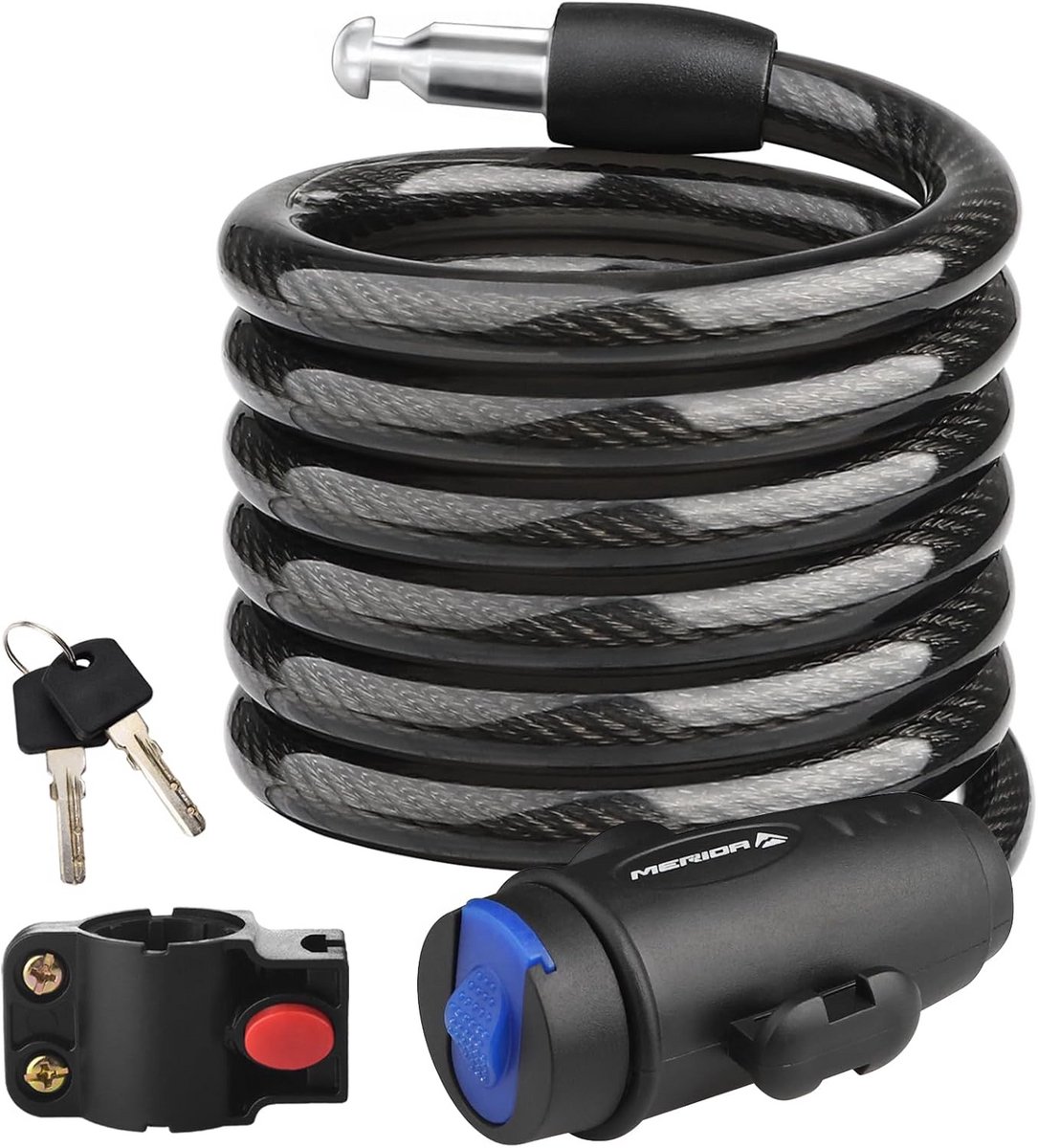 Extra sterk spiraalkabelslot voor fiets en motor met houder