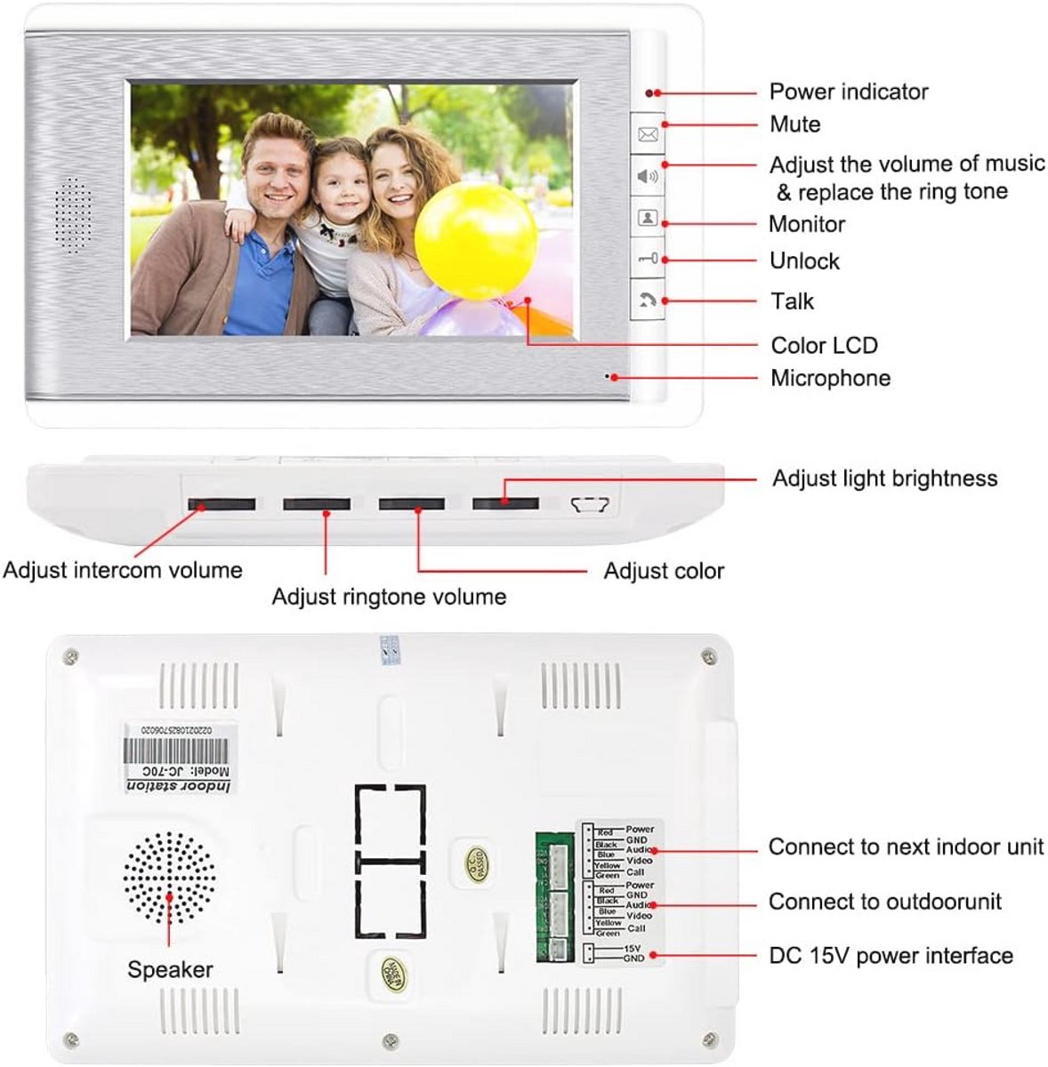 Waterdichte Video Intercom met 7 Inch Monitor en Nachtzicht