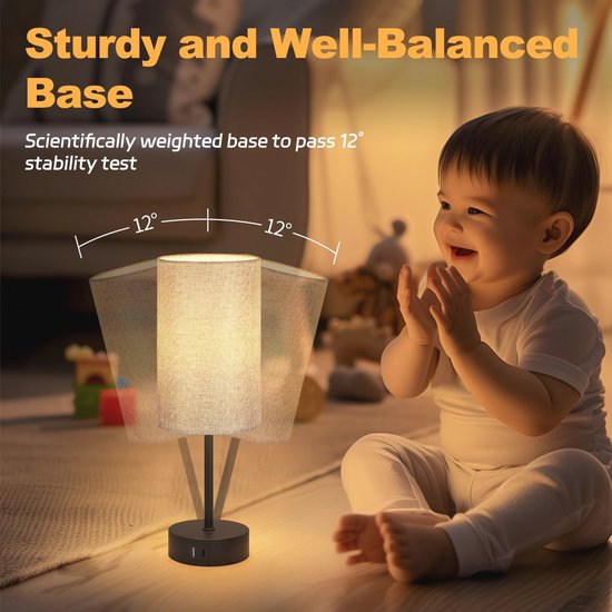 Dimbare aanraakgevoelige bedlamp met USB-oplaadpoorten voor slaapkamer en thuiskantoor — afbeelding 3