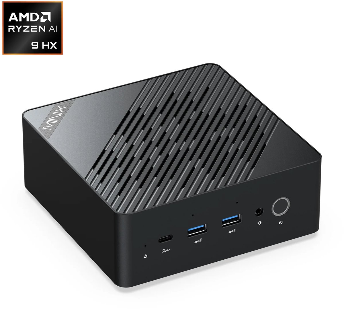 MINIX ER937-AI AMD Ryzen AI 9 HX 370 Mini-pc, Ryzen AI NPU dual-engine, 32 GB RAM + 1 TB SSD, Tri-band Wi-Fi 7 + Bluetooth 5.4 + Dual RJ-45 2.5G Ethernet, Windows 11 Pro
