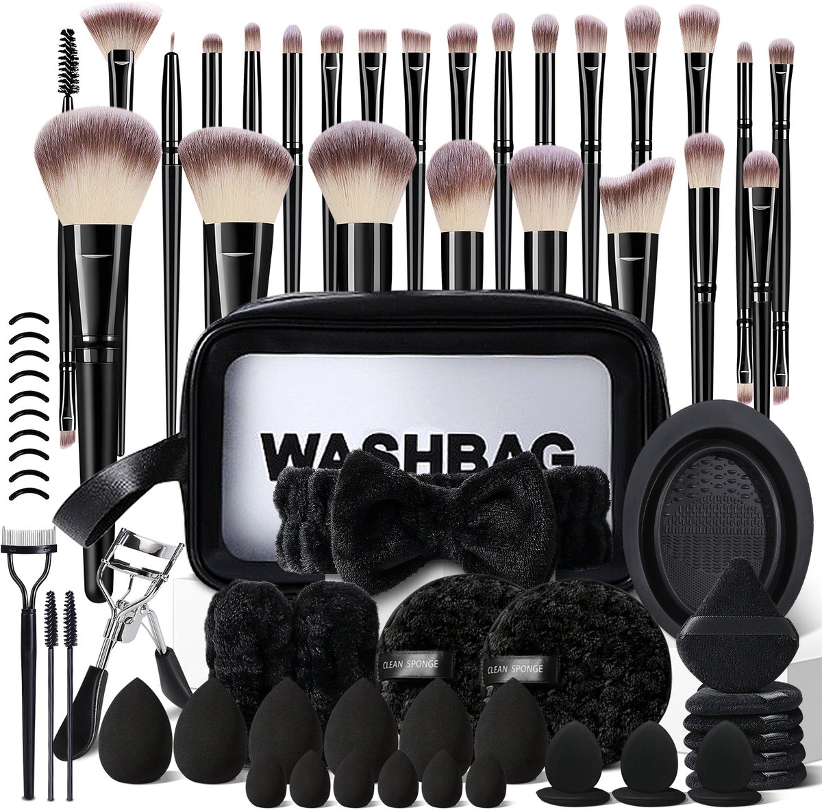 Complete Make-up Tool Kit - 47-delige Professionele Make-up Kwastenset met Opbergdoos - Geschikt voor Beginners en Professionals - ABS Plastic Kwaststelen, Nylon Haren