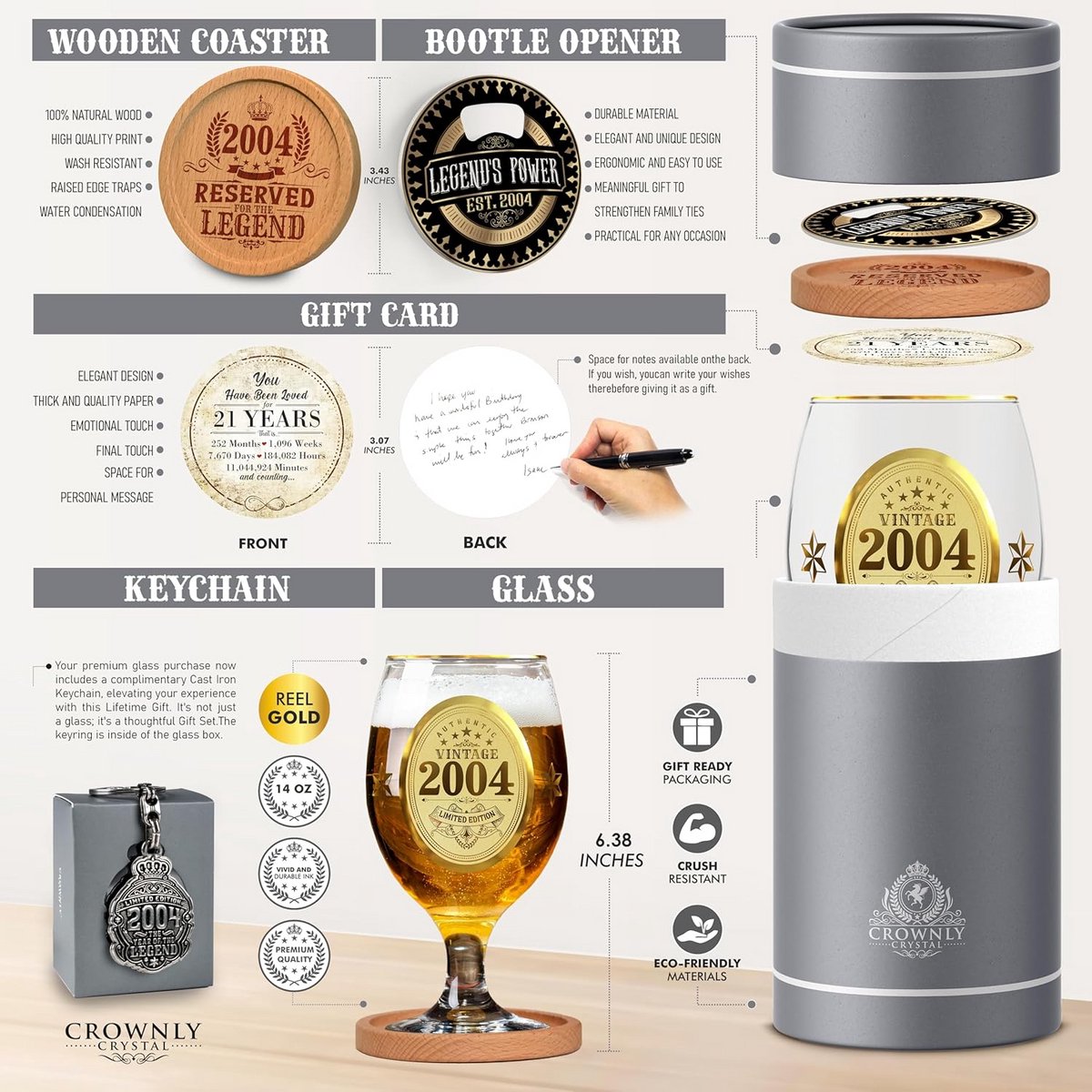 Gegraveerd Bierglas met Geboortejaar - Uniek Cadeau voor Hem
