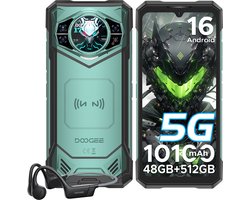 DOOGEE S200 X 5G VIP - Smartphone - Robuuste Smartphone - 48 GB RAM + 512 GB ROM / 2 TB TF - Android 16 - 10100 mAh / 33 W - 6,72 inch FHD+ 120 Hz-scherm - 100 megapixelcamera + 1,32 inch AMOLED - NFC- WiFi 6 - Gezichtsherkenning - GPS - Groen