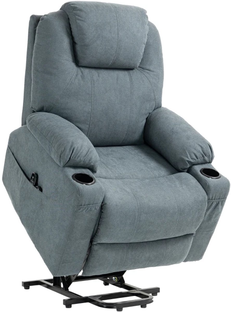 Elektrische Massagestoel - Massagefauteuil met Liftfunctie & Verwarmingsfunctie - Sta-opstoel - 8 Vibratiekoppen - Kantelbaar tot 135° - tot 150 kg - met Afstandsbediening - Relaxfauteuil - Seniorenstoel - TV stoel -Grijs