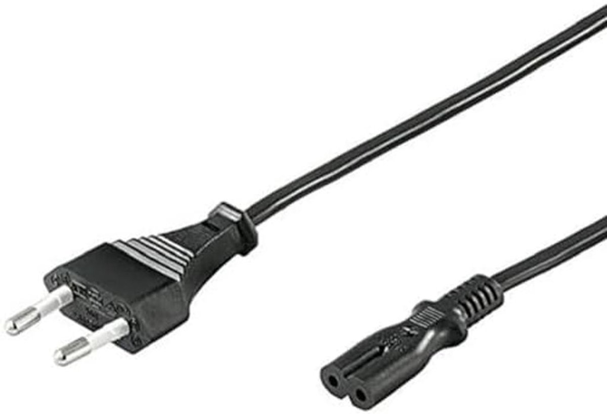 PremiumCord kpspm3 netsnoer 230 V 3 m, stroomkabel met eurostekker naar Euro dubbele bus C7 2-polig, IEC 320, recht, kleur zwart