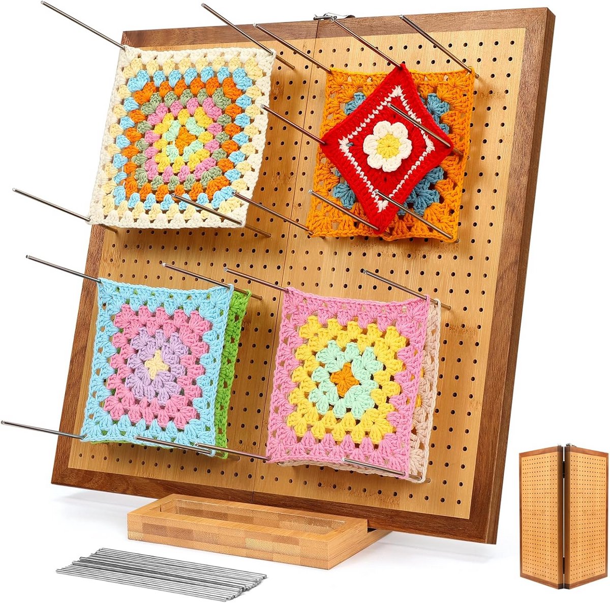 Grote Opvouwbare Blokkeerplank voor Haken en Breien - Inclusief 35 Roestvrijstalen Haringen
