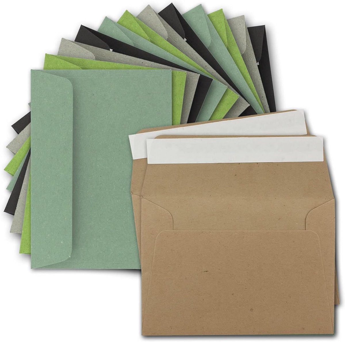 700x C6 Enveloppen Kraftpapier Kleurmix - Gerecyclede Vintage Enveloppen met Zelfklevende Sluiting - 114x162 mm