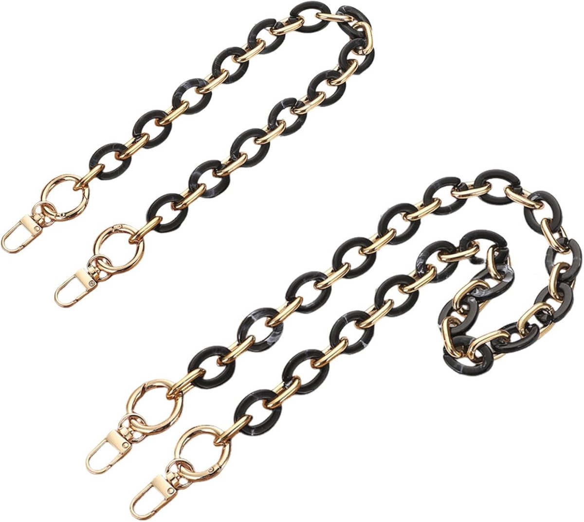 Taskettingen Set van 2 - Zwarte Verlengketting voor Handtassen en Schoudertassen - 40 cm en 60 cm